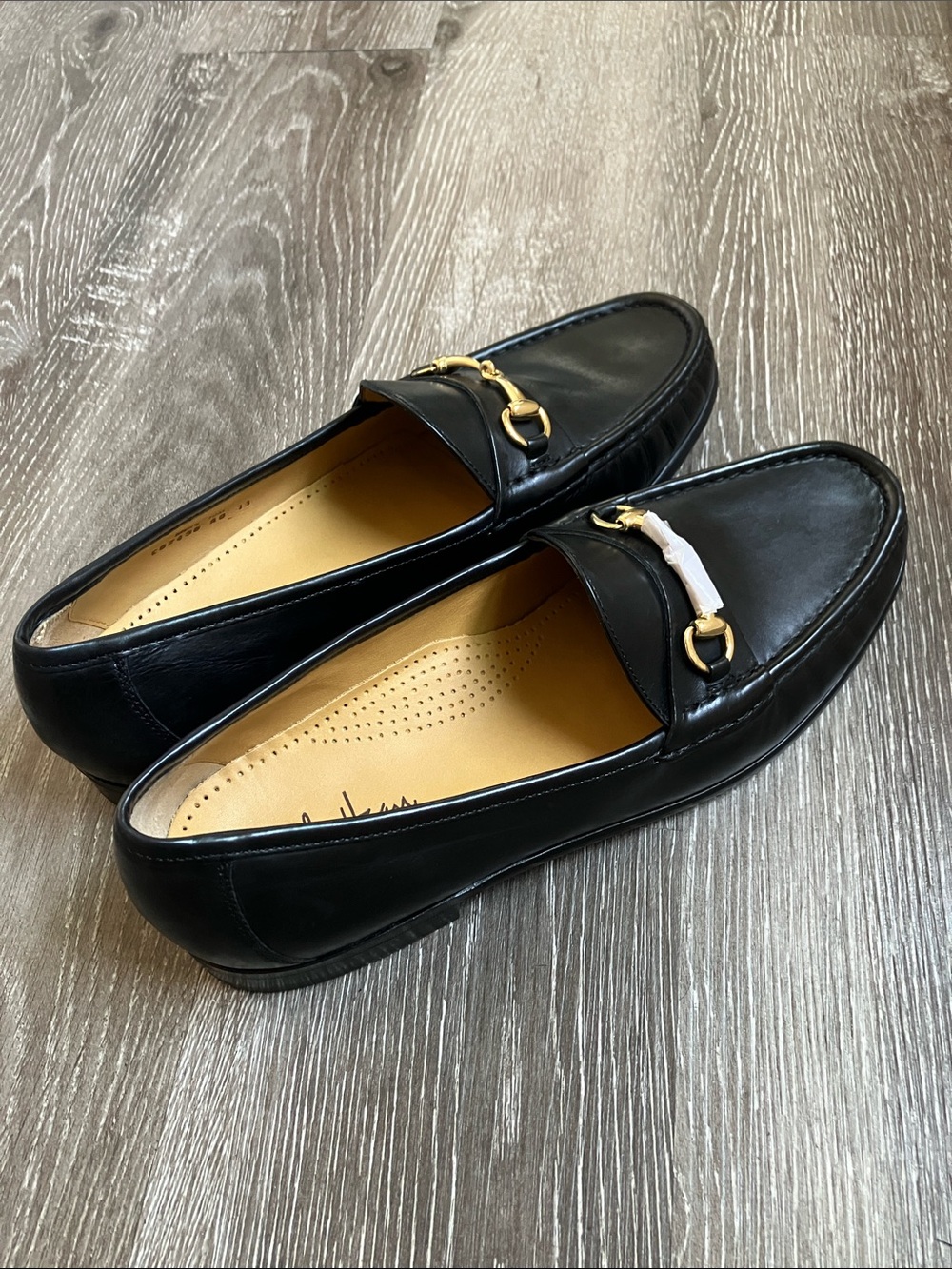 Cole Haan Ascot II black leather slip-on loafers gold-toned horsebit detail - Picture 16 of 17